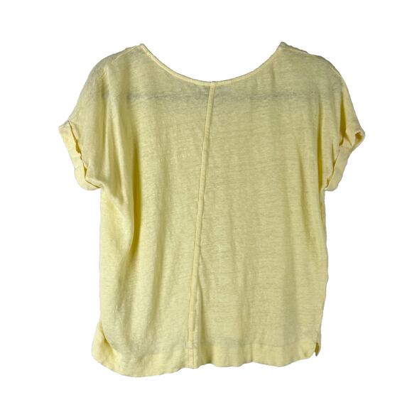 Whistles Top Womens Small Yellow Linen Short Sleeve Tee Casual Basic - Picture 7 of 10